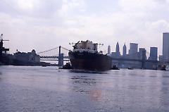 [The T.T. Stuyvesant leaving with tugboats]