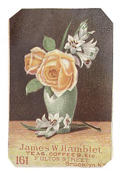 Tradecard. James W. Hamblet. 161 Fulton Street. Brooklyn, NY. Recto.