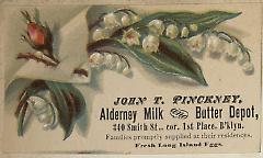 Tradecard. John T. Pinckney. 340 Smith Street. Brooklyn.