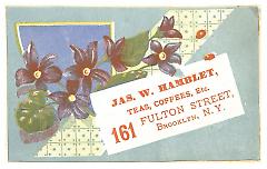 Tradecard. James W. Hamblet. 161 Fulton Street. Brooklyn, NY. Recto.