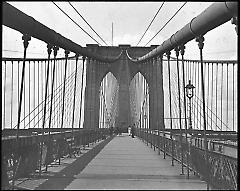 Views: U.S., Brooklyn. Brooklyn Bridge. View 002: Brooklyn Tower and tracery of 'Spider Web'.
