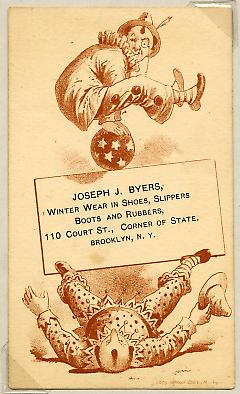 Tradecard. Joseph J. Byers. 110 Court St. Brooklyn, NY. Recto.