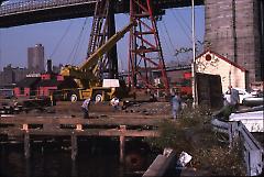 [Construction on the pier at Fulton Ferry Landing]