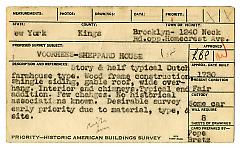 Preliminary survey of the Voorhees house prepared for the Historic American Buildings Survey.