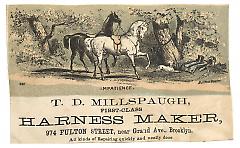 Tradecard. T.D. Millspaugh. 974 Fulton Street. Brooklyn, NY. Recto.