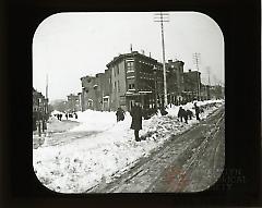 [Men clearing snow after the blizzard, Flatbush Avenue and Bergen Street]
