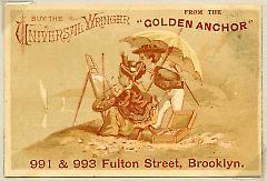 Tradecard. Golden Anchor. 991 & 993 Fulton St. Brooklyn, NY. Recto.