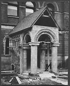 [Portico under construction at Pratt Institute Library]