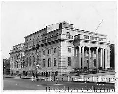 [Former courthouse in Sunset Park with some construction debris]