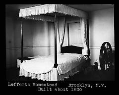 Views: U.S., Brooklyn. Brooklyn, Lefferts Homes. View 002: Lefferts Homestead. Bedroom. Built about 1800.