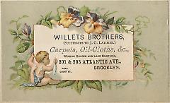 Tradecard. Willets Brothers. 201 and 203 Atlantic Avenue. Brooklyn.