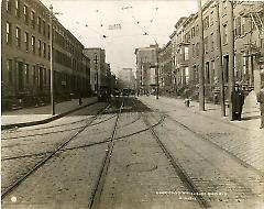 Roadway of  Willoughby St., looking west from east curb line of Gold St.