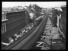 Views: Brooklyn, Long Island, Staten Island. Brooklyn scenes; buildings. View 018: Railways, elevated, Fulton St. Railroad above Bedford.
