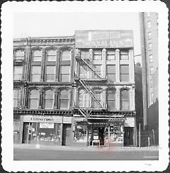 [Taken Apr. 4, 1958/Snyder's Furniture store - at #294 Fulton St. (left).]
