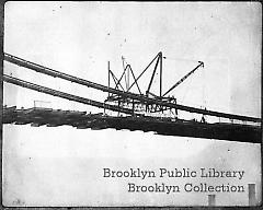 [Brooklyn Bridge during construction]