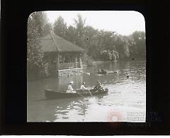 [Men and women rowing in Prospect Park]