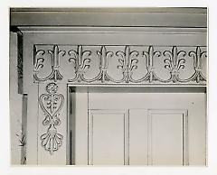 Top of large double doors, 2nd floor. Lay House, 11 Cranberry Street, Brooklyn, N.Y. (detail).