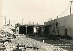 Looking east showing west entrance to arches at New Utrecht Ave.