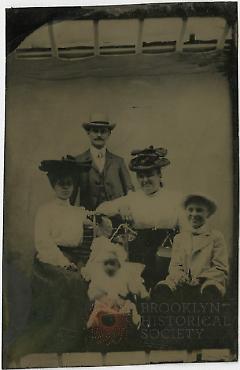 [Charles Blieffert with his parents and unknown relatives, Coney Island]