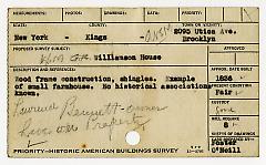 Preliminary survey of the M.W. Williamson house prepared for the Historic American Buildings Survey.