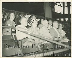 [Group of older fans at Ebbets Field]