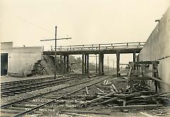 Showing 11th Ave. crossing and temporary bridge, west side