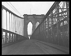 Views: U.S., Brooklyn. Brooklyn Bridge. View 003: Looking to the carriage-way; from Brooklyn tower.