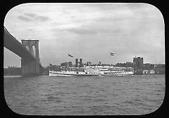 Views: U.S., Brooklyn. Brooklyn Bridge. View 001: East River and Brooklyn Bridge.