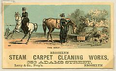 Tradecard. Brooklyn Steam Carpet Cleaning Works. 353 Adams St. Brooklyn, NY. Recto.