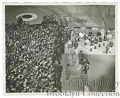 Crowd waiting to welcome the Dodgers who arrived at Floyd Bennett Field by plane