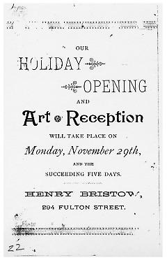 Tradecard. Henry Bristow. 294 Fulton St. Brooklyn, NY. Verso.