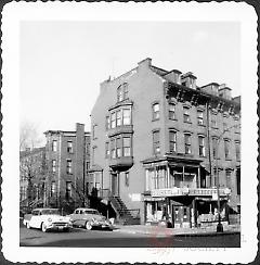 [Northeast corner of Gates Avenue (Gates Avenue side at right) and St. James Place (at Left). ]