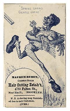 Tradecard. Maurice Ruben. Haircutting Establishment. 476 1/2 Fulton Street. Brooklyn, NY. Recto.