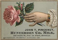 Tradecard. John T. Pinckney, Hunterdon Company. 340 Smith Street. Brooklyn.