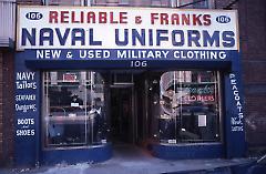 [Store front of Reliable and Franks, naval uniforms and military clothing store]