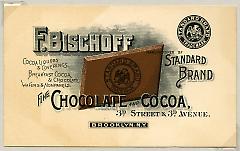 Tradecard. F. Bischoff Fine Chocolate and Cocoa. 3rd Street & 3rd Ave. Brooklyn, NY. Recto.