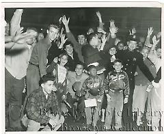 [Crowd with policemen outside Ebbets Field]