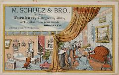 Tradecard. M. Schulz and Brothers. 504 Fulton Street. Brooklyn.