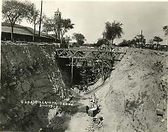 [Subway construction on Eastern Parkway near reservoir]