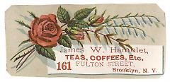 Tradecard. James W. Hamblet. 161 Fulton Street. Brooklyn, NY. Recto.