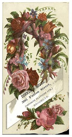 Tradecard. Donnan & Mills. 595 Fulton Street. Brooklyn, NY. Recto.