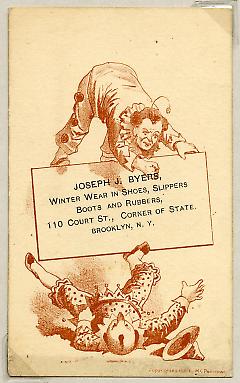 Tradecard. Joseph J. Byers. 110 Court St. Brooklyn, NY. Recto.