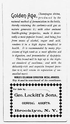 Tradecard. Geo. Lockitt's Sons. Brooklyn, N.Y. Verso.