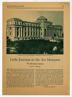 'Little Journeys to the Art Museums: The Brooklyn Institute,' from American Art Student and Commercial Artist. First page of article.
