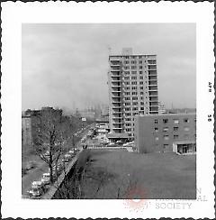 [View from roof of Pratt Institute Library looking north toward Willoughby Walk Apartments (under construction). ]