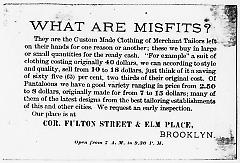 Tradecard. Misfit Parlors. Fulton St & Elm Place. Brooklyn, NY. Verso.