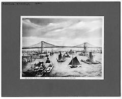 The New Brooklyn Bridge over the East River  from the orginal aquarelle drawing 1885.