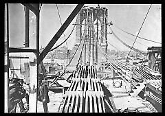 Views: U.S., Brooklyn. Brooklyn Bridge. View 009: Chain links and cable in course of construction.