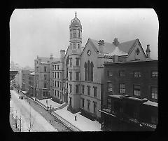 Views: U.S., Brooklyn. Brooklyn, Packer Institute. View 008: Packer - view from the street in winter.