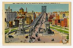 B26: Birds Eye View of the Manhattan Bridge Approach, Brooklyn, N.Y. Recto.